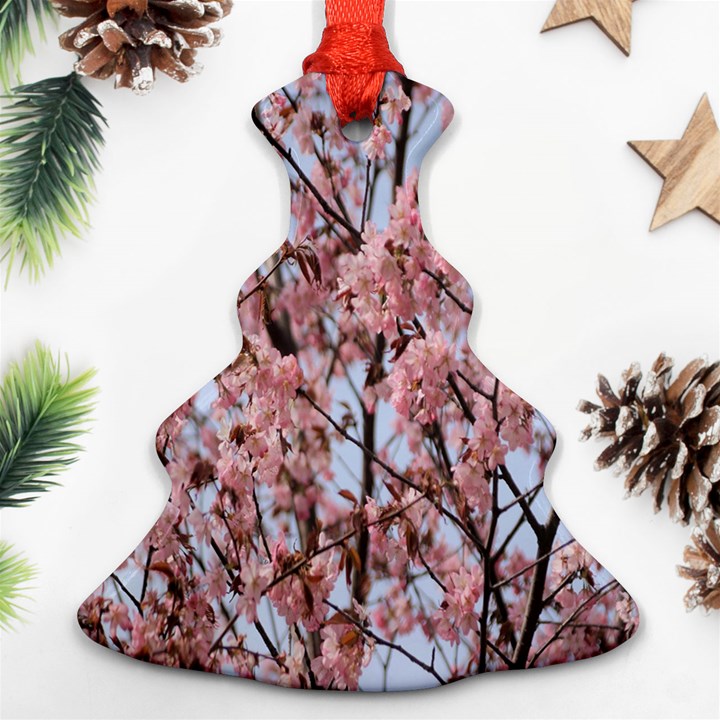 Japanese Sakura Background Christmas Tree Ornament (Two Sides)