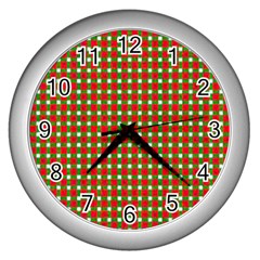 Lumberjack Plaid, Buffalo Plaid, Wall Clock (silver) by artworkshop