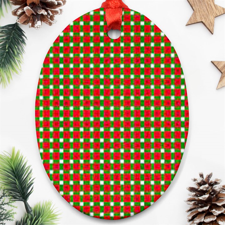 Lumberjack Plaid, Buffalo Plaid, Oval Ornament (Two Sides)