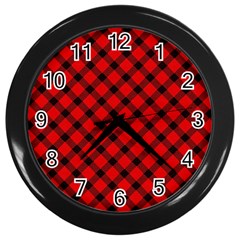 Lumberjack Plaid Wall Clock (black) by artworkshop