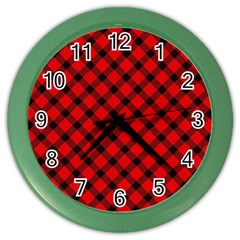 Lumberjack Plaid Color Wall Clock by artworkshop