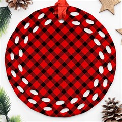 Lumberjack Plaid Ornament (round Filigree) by artworkshop