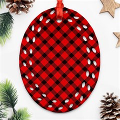 Lumberjack Plaid Oval Filigree Ornament (two Sides) by artworkshop