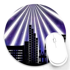 Superhero City Background Round Mousepad by artworkshop