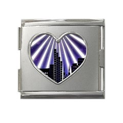 Superhero City Background Mega Link Heart Italian Charm (18mm) by artworkshop