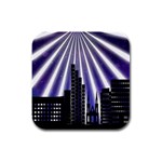 Superhero City Background Rubber Square Coaster (4 pack) Front