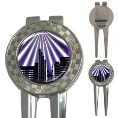 Superhero City Background 3-in-1 Golf Divots by artworkshop