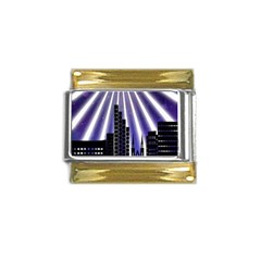 Superhero City Background Gold Trim Italian Charm (9mm) by artworkshop