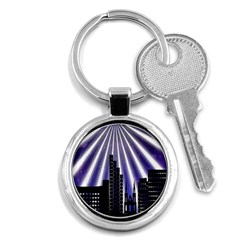 Superhero City Background Key Chain (round) by artworkshop