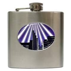 Superhero City Background Hip Flask (6 Oz) by artworkshop