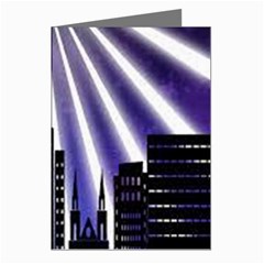 Superhero City Background Greeting Cards (pkg Of 8)