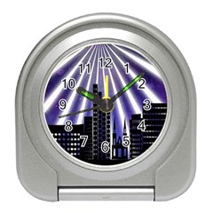 Superhero City Background Travel Alarm Clock