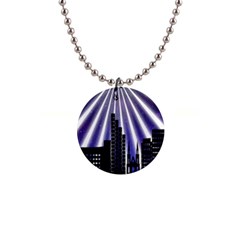 Superhero City Background 1  Button Necklace by artworkshop