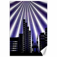 Superhero City Background Canvas 12  X 18  by artworkshop