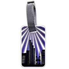 Superhero City Background Luggage Tag (one Side) by artworkshop