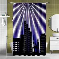 Superhero City Background Shower Curtain 48  X 72  (small)  by artworkshop