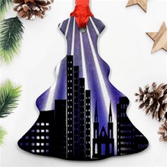 Superhero City Background Christmas Tree Ornament (two Sides) by artworkshop