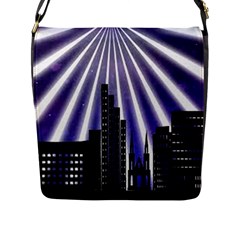 Superhero City Background Flap Closure Messenger Bag (l) by artworkshop