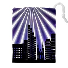 Superhero City Background Drawstring Pouch (5xl) by artworkshop