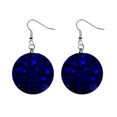 Blue Stars Repeating Pattern Mini Button Earrings by Ravadineum