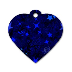 Blue Stars Repeating Pattern Dog Tag Heart (one Side) by Ravadineum