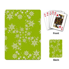 White Snowflakes Green Playing Cards Single Design by TetiBright