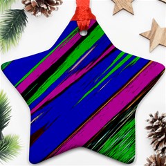 Diagonal Green Blue Purple And Black Abstract Art Ornament (star) by KorokStudios