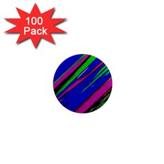 Diagonal Green Blue Purple And Black Abstract Art 1  Mini Magnets (100 Pack)  by KorokStudios