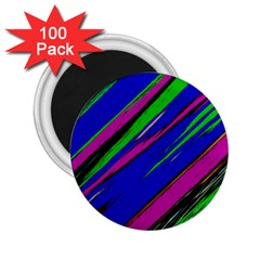 Diagonal Green Blue Purple And Black Abstract Art 2 25  Magnets (100 Pack)  by KorokStudios