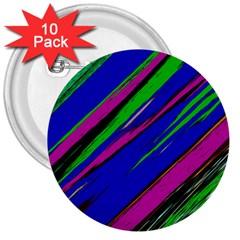 Diagonal Green Blue Purple And Black Abstract Art 3  Buttons (10 Pack)  by KorokStudios