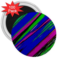 Diagonal Green Blue Purple And Black Abstract Art 3  Magnets (100 Pack) by KorokStudios