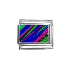 Diagonal Green Blue Purple And Black Abstract Art Italian Charm (9mm) by KorokStudios