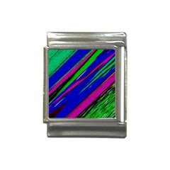 Diagonal Green Blue Purple And Black Abstract Art Italian Charm (13mm) by KorokStudios