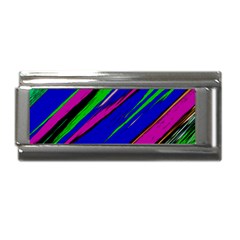 Diagonal Green Blue Purple And Black Abstract Art Superlink Italian Charm (9mm) by KorokStudios