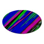 Diagonal Green Blue Purple And Black Abstract Art Oval Magnet Front