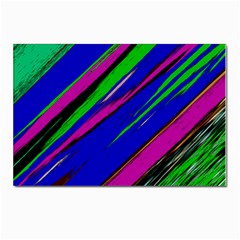 Diagonal Green Blue Purple And Black Abstract Art Postcard 4 x 6  (pkg Of 10) by KorokStudios