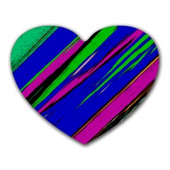 Diagonal Green Blue Purple And Black Abstract Art Heart Mousepad