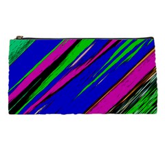 Diagonal Green Blue Purple And Black Abstract Art Pencil Case by KorokStudios