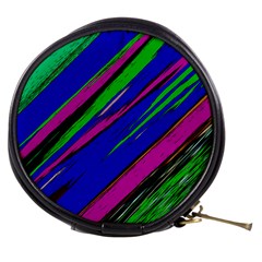 Diagonal Green Blue Purple And Black Abstract Art Mini Makeup Bag