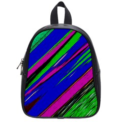 Diagonal Green Blue Purple And Black Abstract Art School Bag (small)