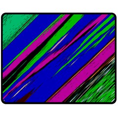 Diagonal Green Blue Purple And Black Abstract Art Fleece Blanket (medium) by KorokStudios