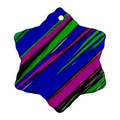 Diagonal Green Blue Purple And Black Abstract Art Ornament (snowflake)