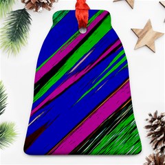 Diagonal Green Blue Purple And Black Abstract Art Bell Ornament (two Sides)