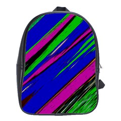 Diagonal Green Blue Purple And Black Abstract Art School Bag (xl) by KorokStudios