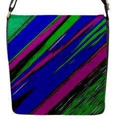 Diagonal Green Blue Purple And Black Abstract Art Flap Closure Messenger Bag (s)