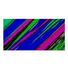 Diagonal Green Blue Purple And Black Abstract Art Satin Shawl 45  X 80  by KorokStudios