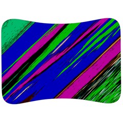 Diagonal Green Blue Purple And Black Abstract Art Velour Seat Head Rest Cushion by KorokStudios