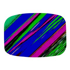 Diagonal Green Blue Purple And Black Abstract Art Mini Square Pill Box by KorokStudios