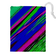 Diagonal Green Blue Purple And Black Abstract Art Drawstring Pouch (4xl)