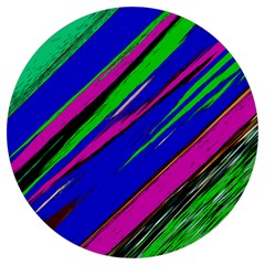 Diagonal Green Blue Purple And Black Abstract Art Round Trivet